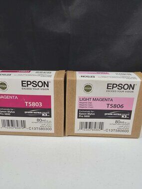 EPSON MAGENTA T5803 LIGHT MAGENTA T5806 PRINTER INK STYLUS PRO 3800 NEW SEALED